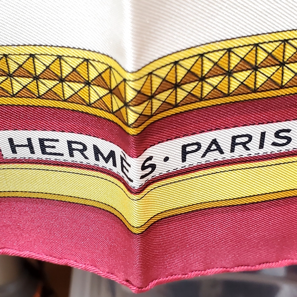 Hermes Silk Scarf in Fuscia, Yellow, White - Picture 2 of 11